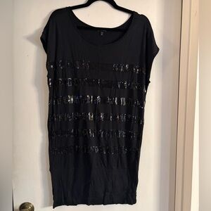 Black Sequin Striped Dress